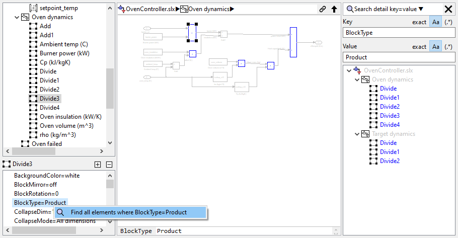 Search a Simulink model by property