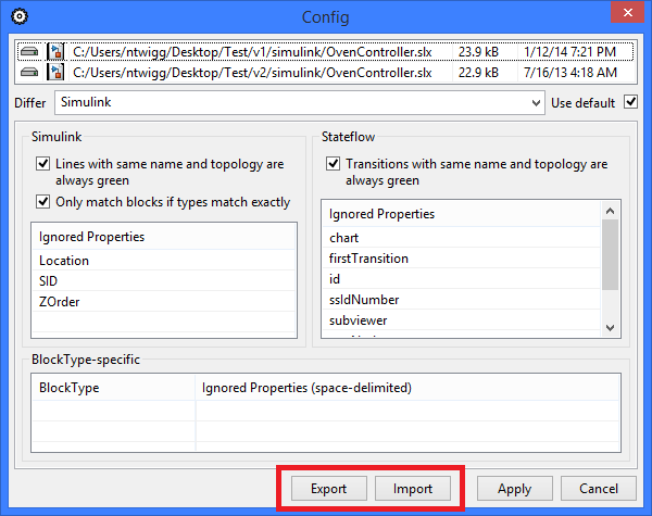 export and import configs