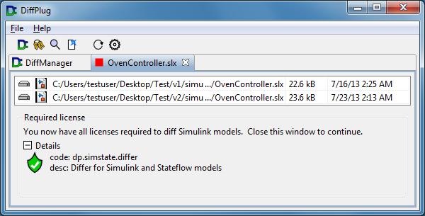 opening a simulink diff