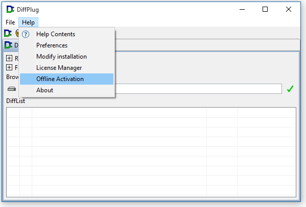 Help -> Offline Activation