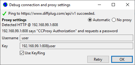 Proxy dialog