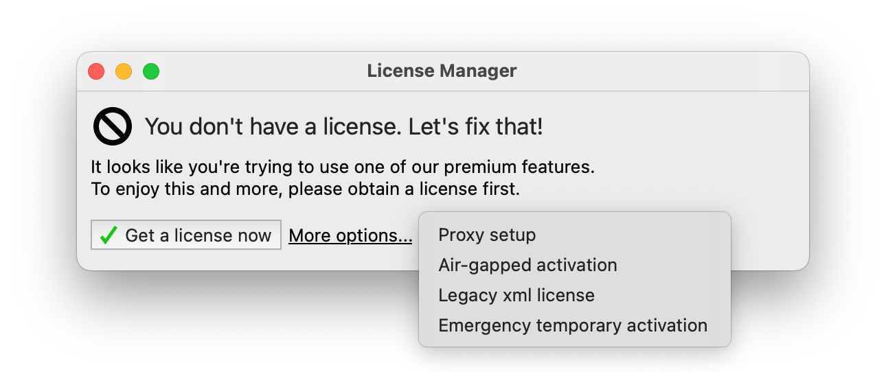 More options menu