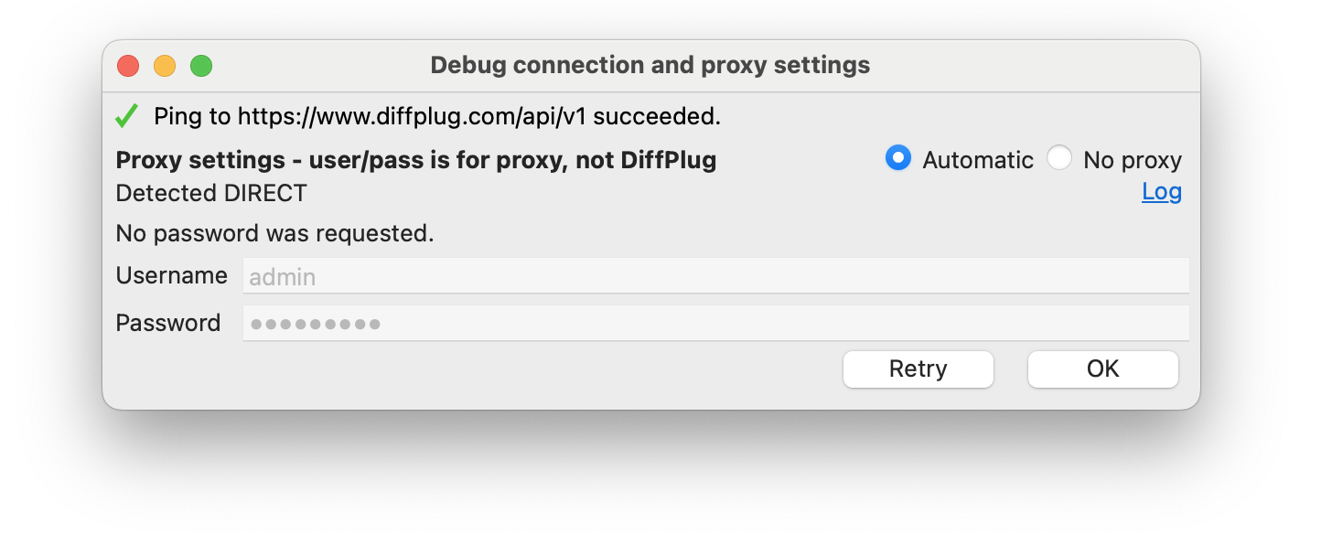 Proxy dialog