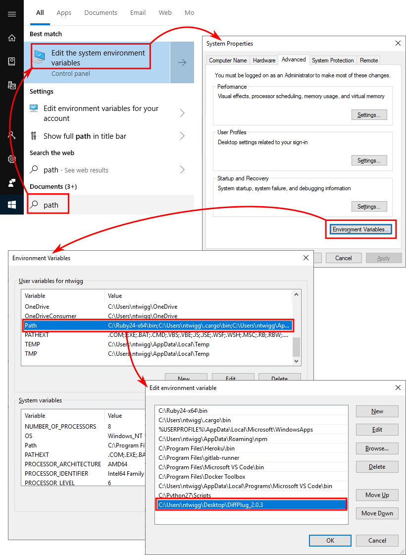 Set the path variable