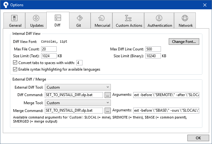 SourceTree tools options