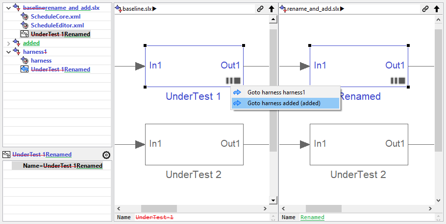 Diff Simulink Test harnesses